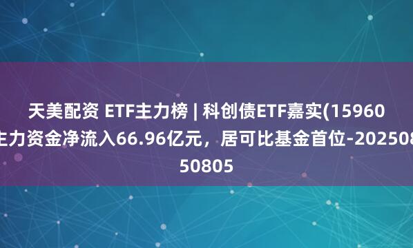 天美配资 ETF主力榜 | 科创债ETF嘉实(159600)主力资金净流入66.96亿元，居可比基金首位-20250805